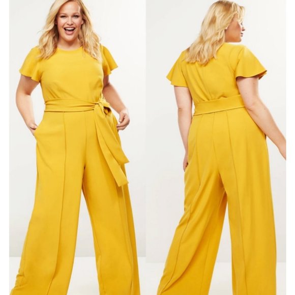 Lane Bryant Pants - NEW Lane Bryant Golden Spice Yellow Wide Leg Jumpsuit 22